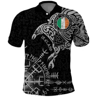 Ireland Viking Ravens Polo Shirt Vegvisir Runes Pattern - Wonder Print Shop