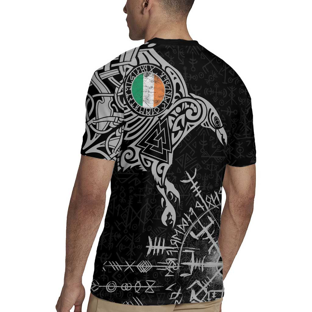 Ireland Viking Ravens Rugby Jersey Vegvisir Runes Pattern - Wonder Print Shop