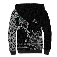 Ireland Viking Ravens Sherpa Hoodie Vegvisir Runes Pattern - Wonder Print Shop