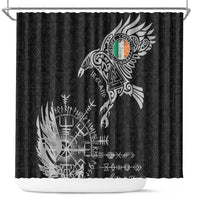 Ireland Viking Ravens Shower Curtain Vegvisir Runes Pattern - Wonder Print Shop