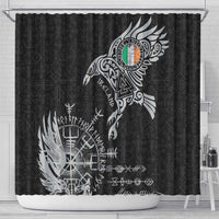 Ireland Viking Ravens Shower Curtain Vegvisir Runes Pattern - Wonder Print Shop