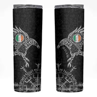 Ireland Viking Ravens Skinny Tumbler Vegvisir Runes Pattern - Wonder Print Shop