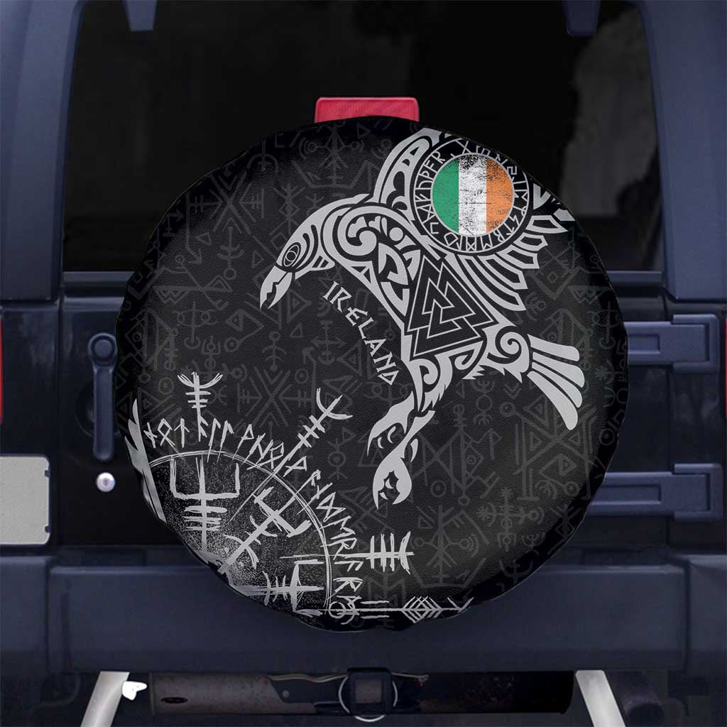 Ireland Viking Ravens Spare Tire Cover Vegvisir Runes Pattern - Wonder Print Shop