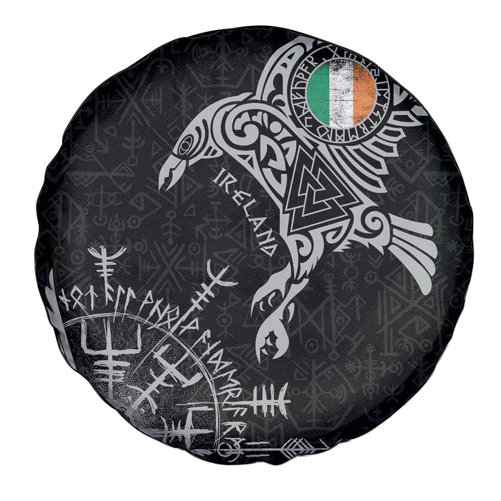 Ireland Viking Ravens Spare Tire Cover Vegvisir Runes Pattern - Wonder Print Shop