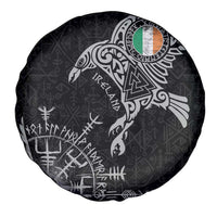 Ireland Viking Ravens Spare Tire Cover Vegvisir Runes Pattern - Wonder Print Shop