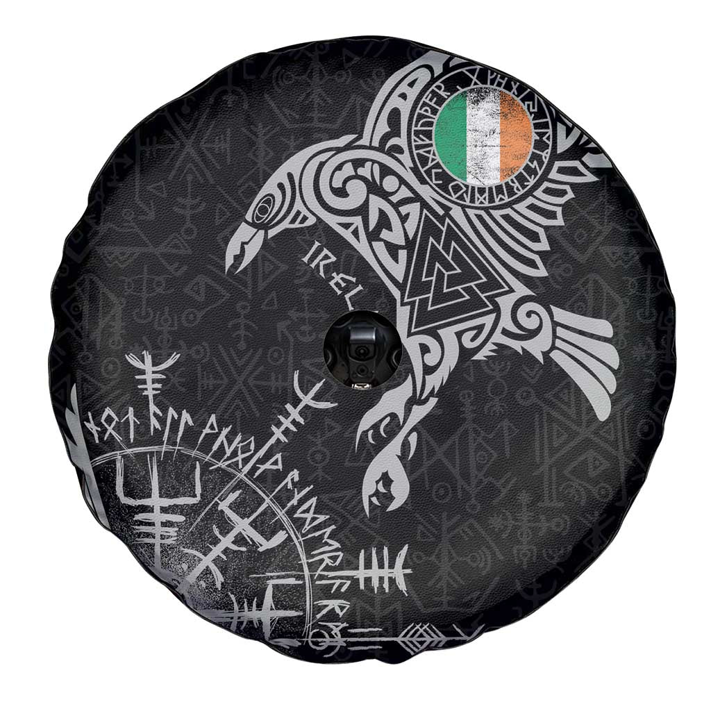 Ireland Viking Ravens Spare Tire Cover Vegvisir Runes Pattern - Wonder Print Shop