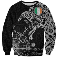 Ireland Viking Ravens Sweatshirt Vegvisir Runes Pattern - Wonder Print Shop