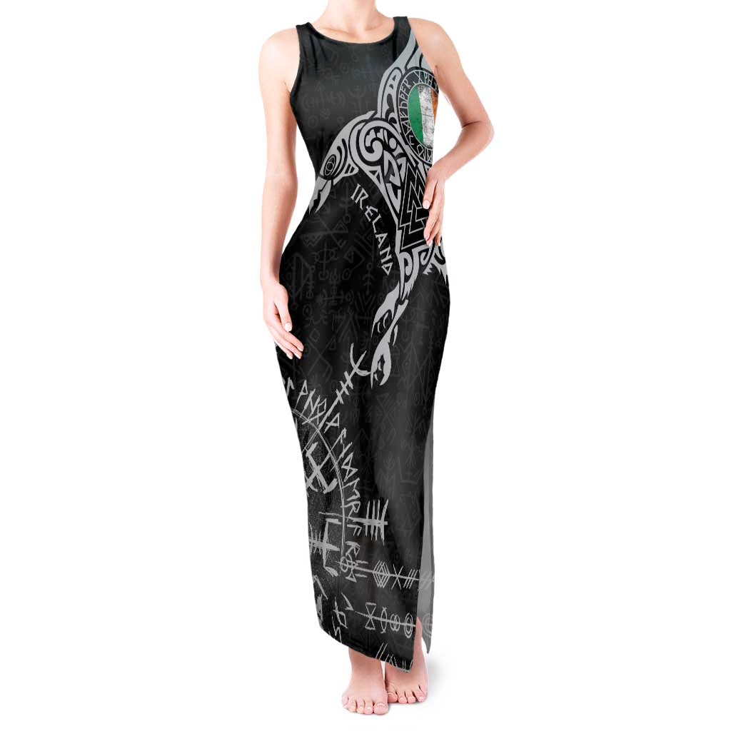 Ireland Viking Ravens Tank Maxi Dress Vegvisir Runes Pattern - Wonder Print Shop