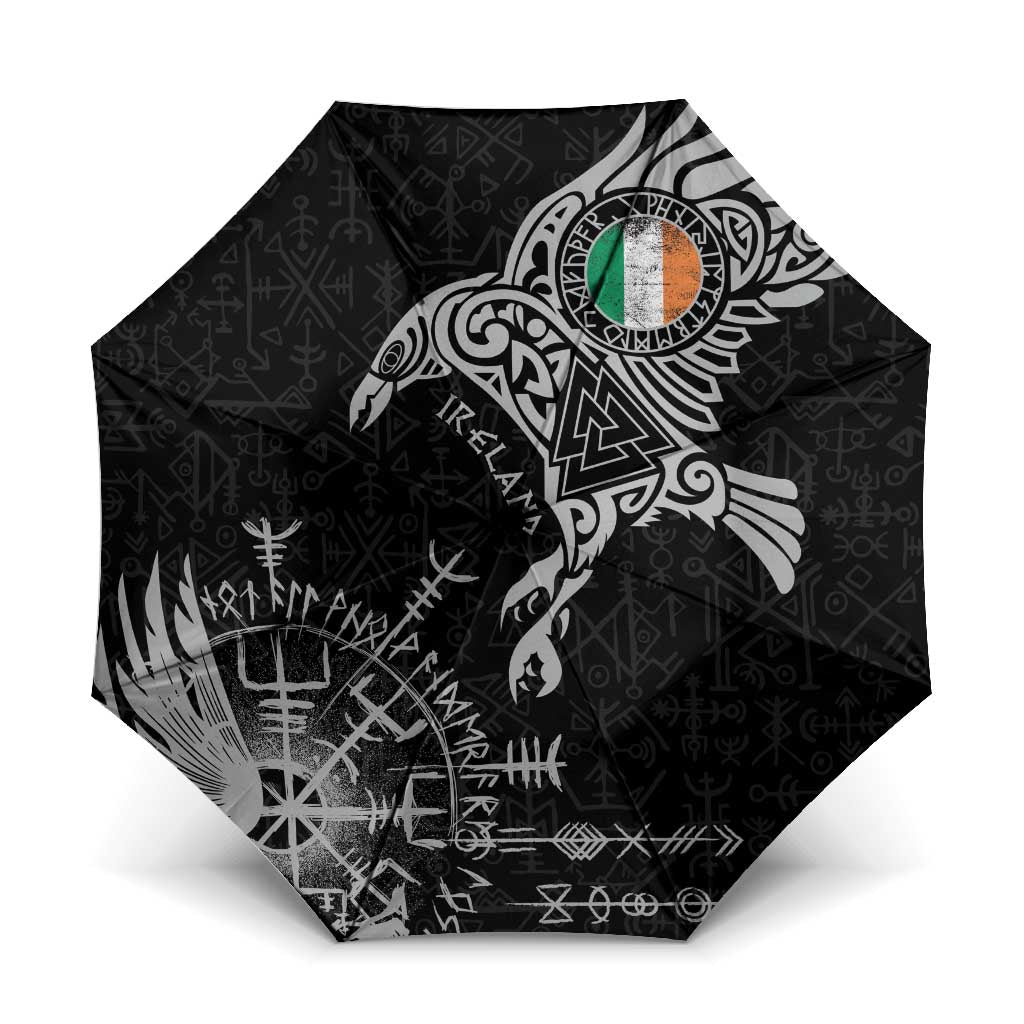 Ireland Viking Ravens Umbrella Vegvisir Runes Pattern - Wonder Print Shop