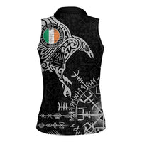 Ireland Viking Ravens Women Sleeveless Polo Shirt Vegvisir Runes Pattern - Wonder Print Shop