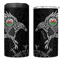 Wales Viking Ravens 4 in 1 Can Cooler Tumbler Vegvisir Runes Pattern - Wonder Print Shop