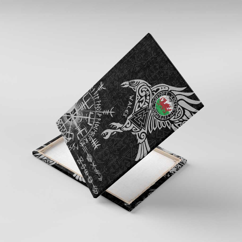 Wales Viking Ravens Canvas Wall Art Vegvisir Runes Pattern - Wonder Print Shop