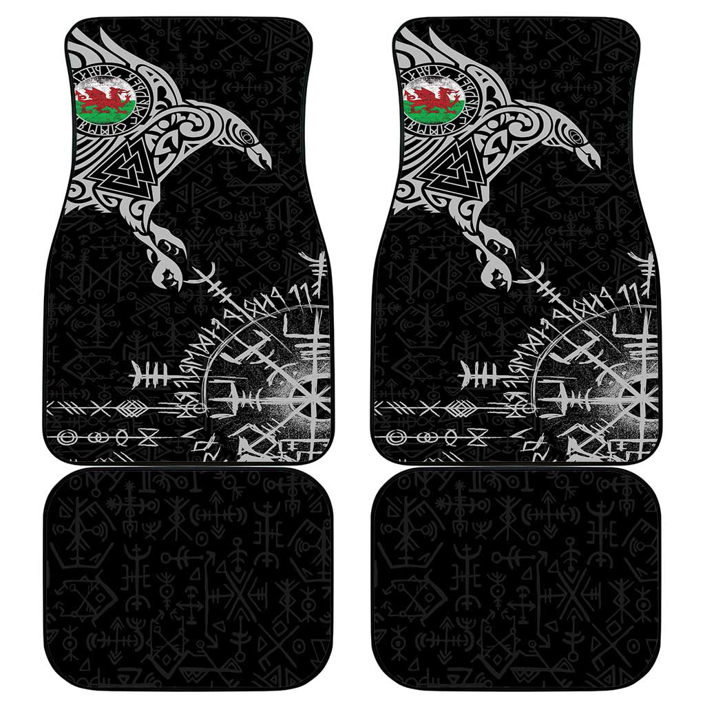 Wales Viking Ravens Car Mats Vegvisir Runes Pattern - Wonder Print Shop
