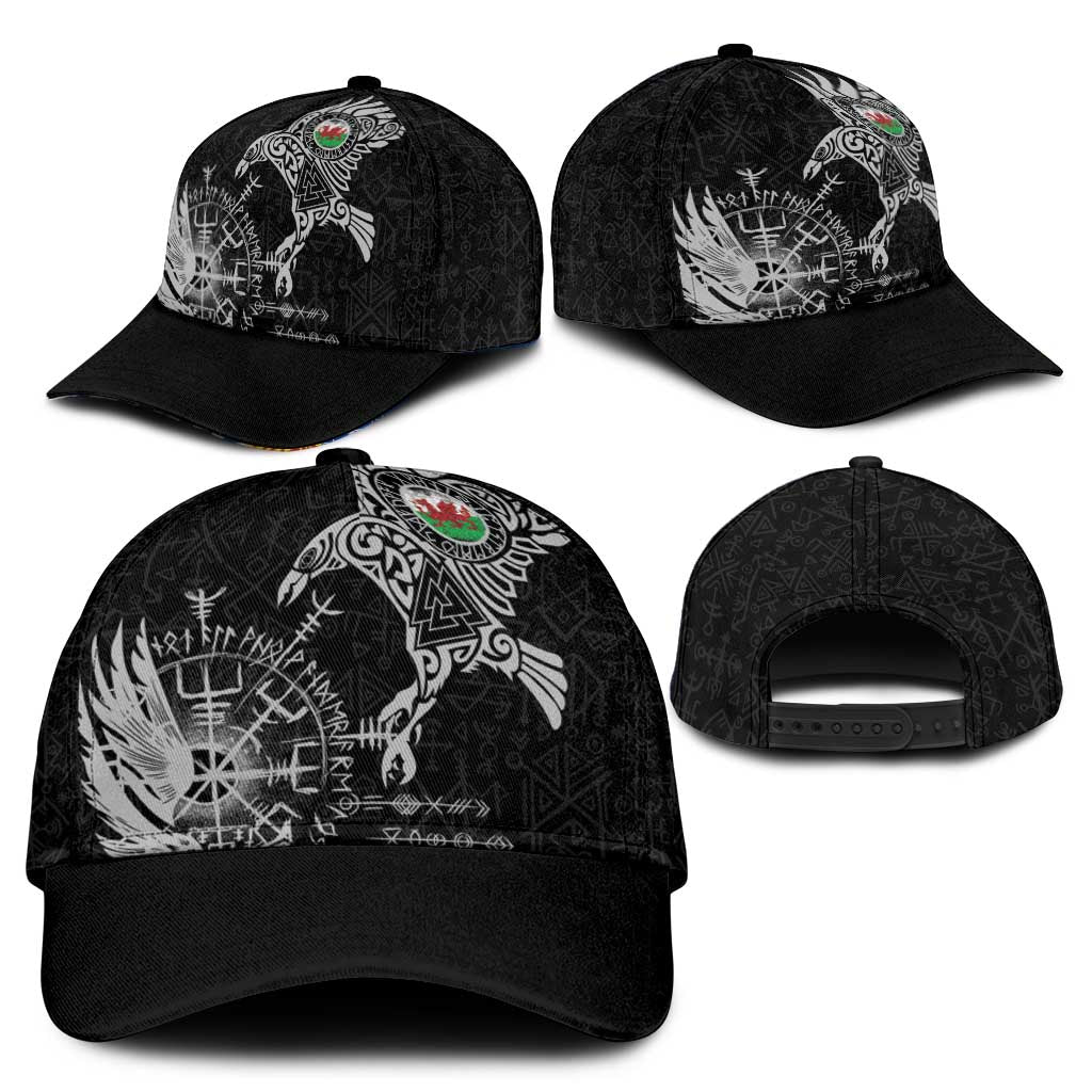 Wales Viking Ravens Classic Cap Vegvisir Runes Pattern - Wonder Print Shop