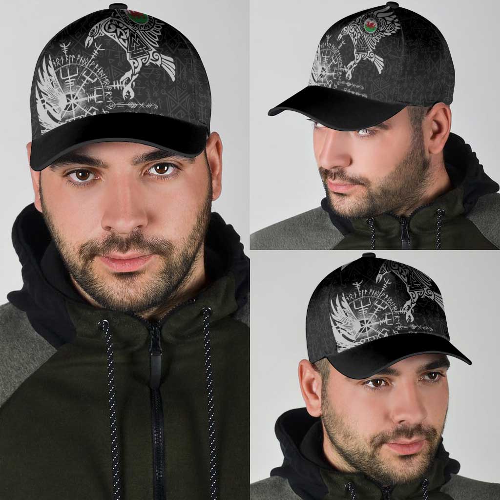 Wales Viking Ravens Classic Cap Vegvisir Runes Pattern - Wonder Print Shop