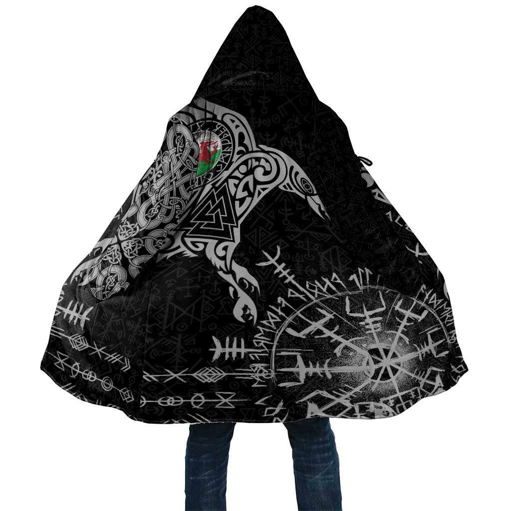 Wales Viking Ravens Cloak Vegvisir Runes Pattern - Wonder Print Shop
