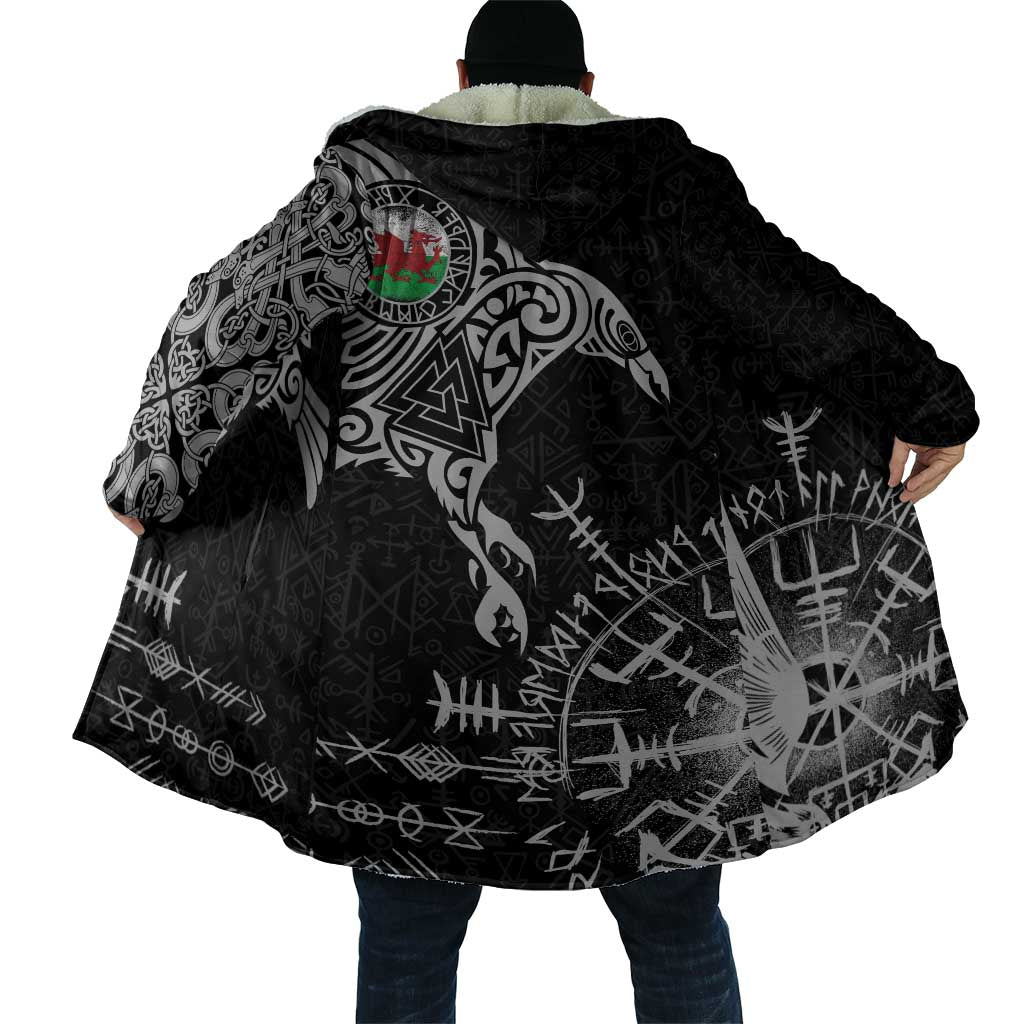 Wales Viking Ravens Cloak Vegvisir Runes Pattern - Wonder Print Shop