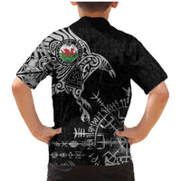 Wales Viking Ravens Family Matching Mermaid Dress and Hawaiian Shirt Vegvisir Runes Pattern - Wonder Print Shop
