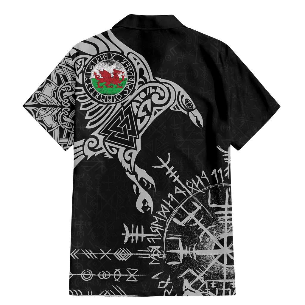 Wales Viking Ravens Family Matching Mermaid Dress and Hawaiian Shirt Vegvisir Runes Pattern - Wonder Print Shop
