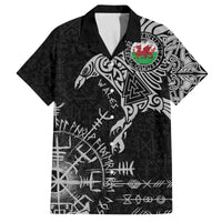 Wales Viking Ravens Family Matching Off The Shoulder Long Sleeve Dress and Hawaiian Shirt Vegvisir Runes Pattern - Wonder Print Shop