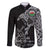 Wales Viking Ravens Family Matching Off The Shoulder Long Sleeve Dress and Hawaiian Shirt Vegvisir Runes Pattern - Wonder Print Shop