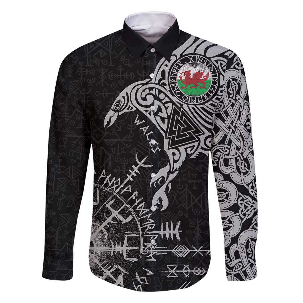 Wales Viking Ravens Family Matching Summer Maxi Dress and Hawaiian Shirt Vegvisir Runes Pattern - Wonder Print Shop