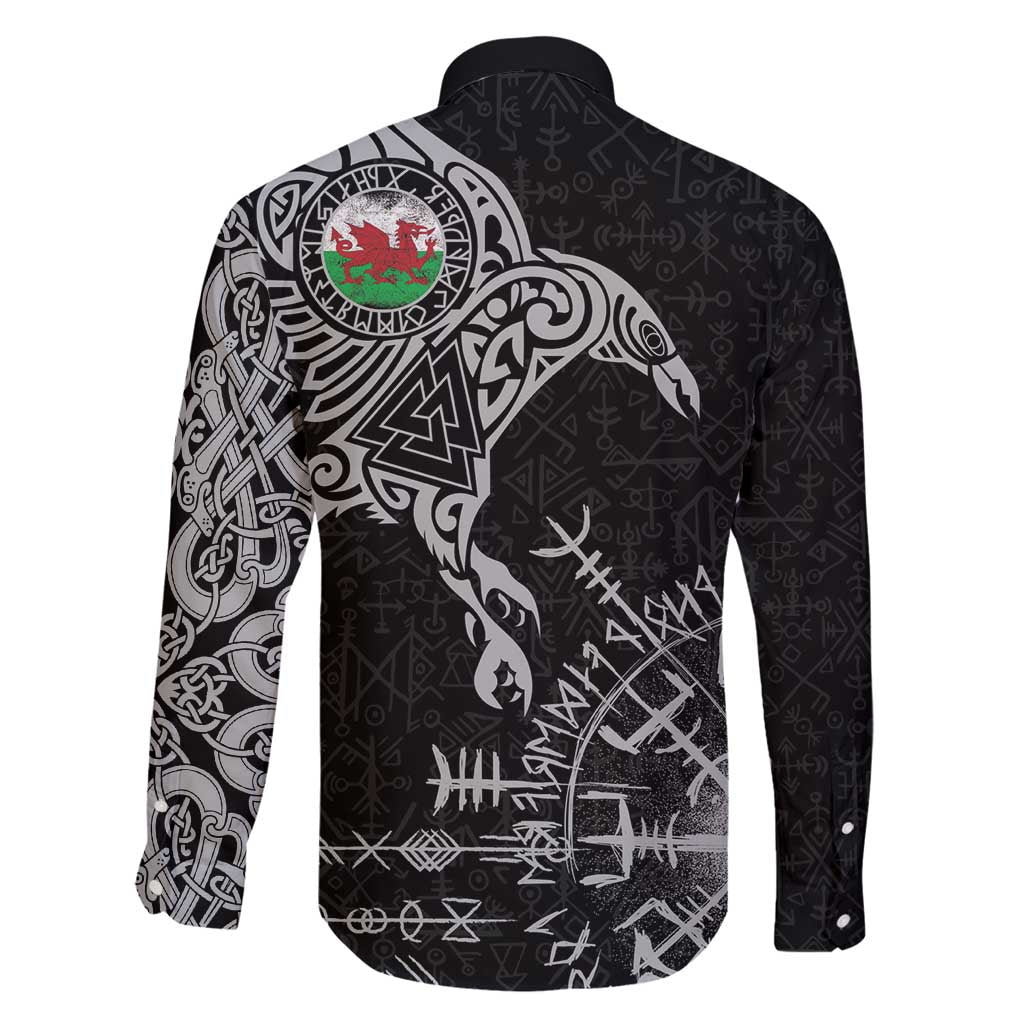 Wales Viking Ravens Family Matching Summer Maxi Dress and Hawaiian Shirt Vegvisir Runes Pattern - Wonder Print Shop