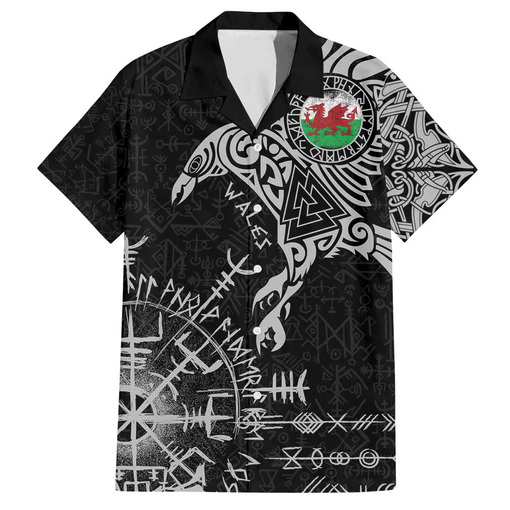 Wales Viking Ravens Family Matching Tank Maxi Dress and Hawaiian Shirt Vegvisir Runes Pattern - Wonder Print Shop