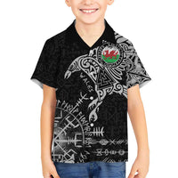 Wales Viking Ravens Hawaiian Shirt Vegvisir Runes Pattern - Wonder Print Shop