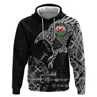 Wales Viking Ravens Hoodie Vegvisir Runes Pattern - Wonder Print Shop