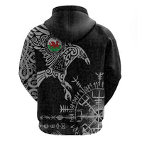 Wales Viking Ravens Hoodie Vegvisir Runes Pattern - Wonder Print Shop