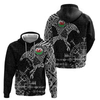 Wales Viking Ravens Hoodie Vegvisir Runes Pattern - Wonder Print Shop