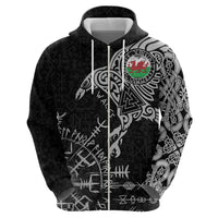 Wales Viking Ravens Hoodie Vegvisir Runes Pattern - Wonder Print Shop
