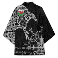 Wales Viking Ravens Kimono Vegvisir Runes Pattern - Wonder Print Shop