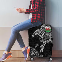 Wales Viking Ravens Luggage Cover Vegvisir Runes Pattern - Wonder Print Shop