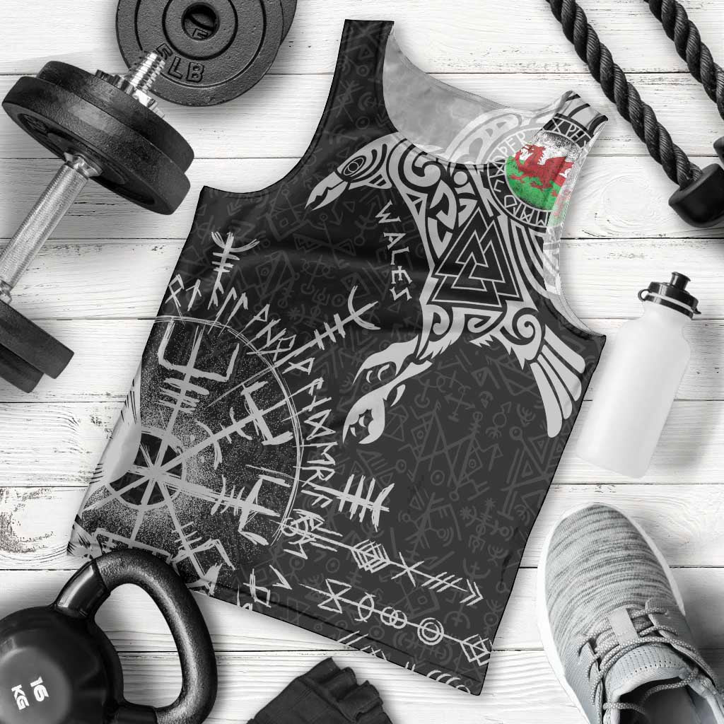 Wales Viking Ravens Men Tank Top Vegvisir Runes Pattern - Wonder Print Shop