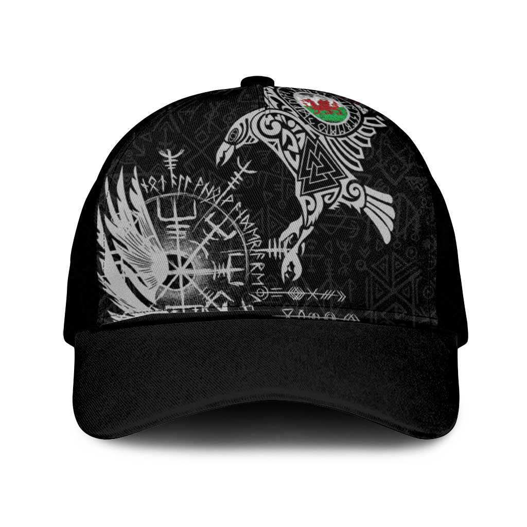 Wales Viking Ravens Mesh Trucker Cap Vegvisir Runes Pattern - Wonder Print Shop