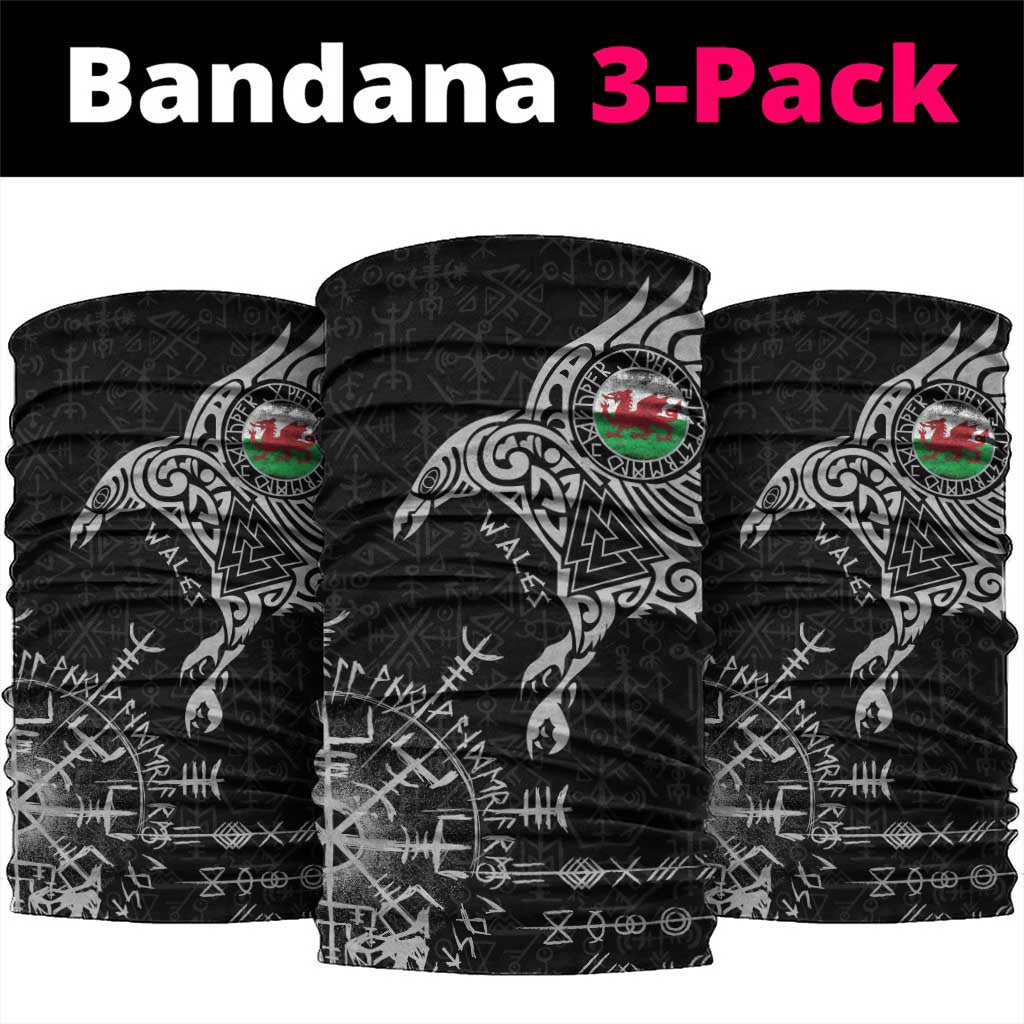 Wales Viking Ravens Neck Gaiter Vegvisir Runes Pattern - Wonder Print Shop