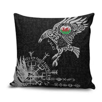Wales Viking Ravens Pillow Cover Vegvisir Runes Pattern - Wonder Print Shop