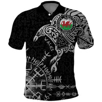 Wales Viking Ravens Polo Shirt Vegvisir Runes Pattern - Wonder Print Shop