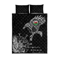 Wales Viking Ravens Quilt Bed Set Vegvisir Runes Pattern - Wonder Print Shop