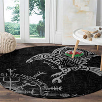 Wales Viking Ravens Round Carpet Vegvisir Runes Pattern - Wonder Print Shop