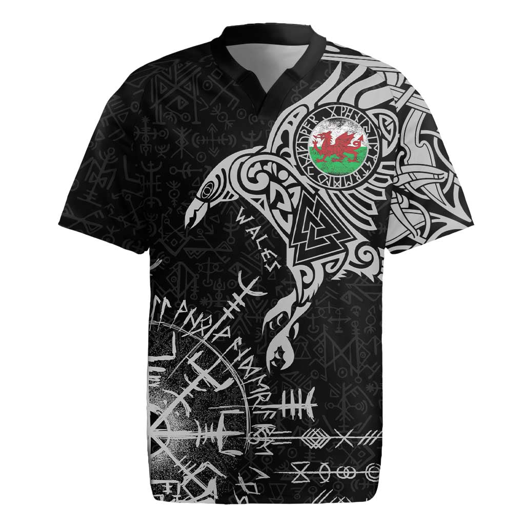Wales Viking Ravens Rugby Jersey Vegvisir Runes Pattern - Wonder Print Shop
