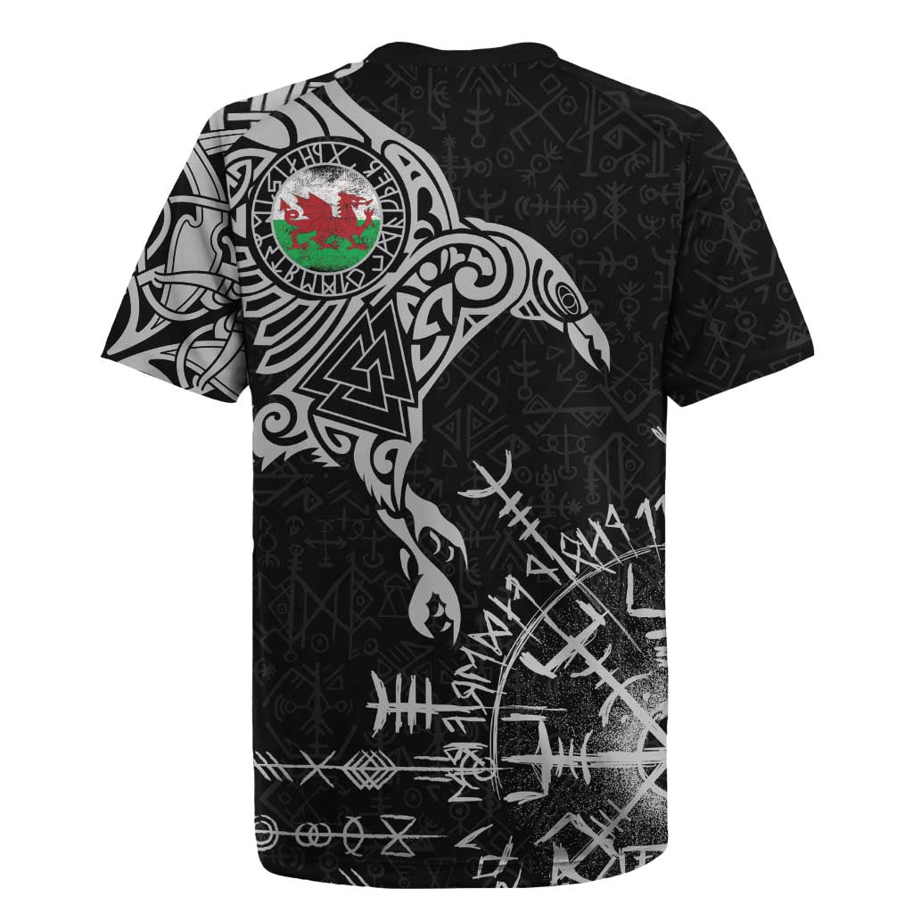 Wales Viking Ravens Rugby Jersey Vegvisir Runes Pattern - Wonder Print Shop