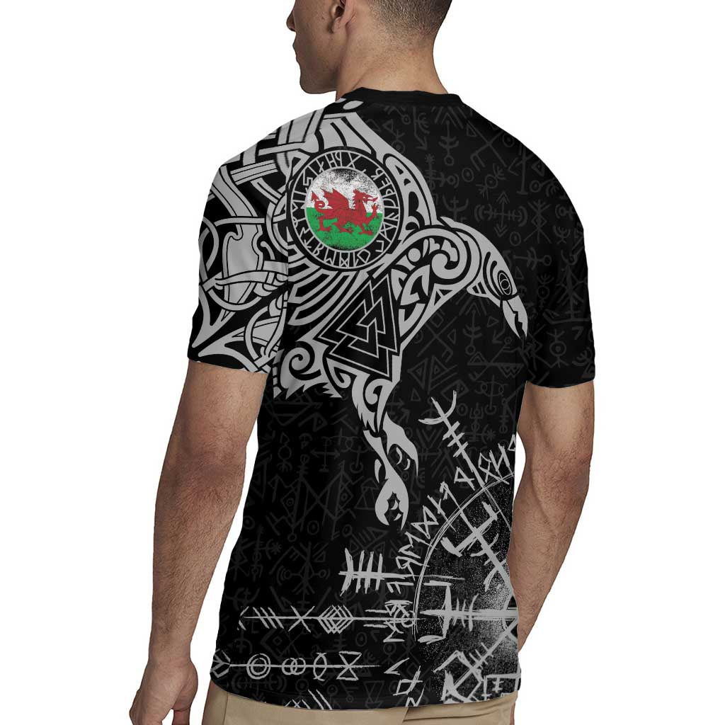 Wales Viking Ravens Rugby Jersey Vegvisir Runes Pattern - Wonder Print Shop