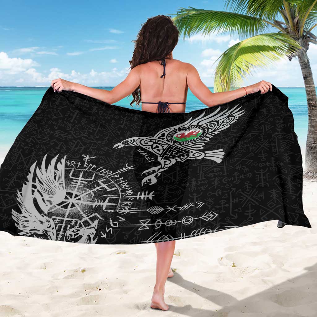 Wales Viking Ravens Sarong Vegvisir Runes Pattern - Wonder Print Shop
