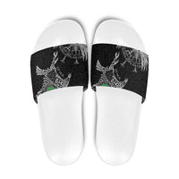 Wales Viking Ravens Slide Sandals Vegvisir Runes Pattern - Wonder Print Shop