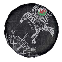 Wales Viking Ravens Spare Tire Cover Vegvisir Runes Pattern - Wonder Print Shop