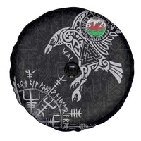 Wales Viking Ravens Spare Tire Cover Vegvisir Runes Pattern - Wonder Print Shop