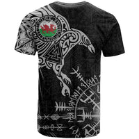 Wales Viking Ravens T Shirt Vegvisir Runes Pattern - Wonder Print Shop